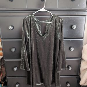 a.n.a Forest Green Velvet Dress